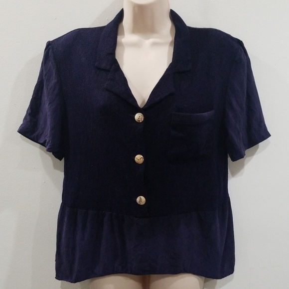 K studio women's dark blue blouse - Picture 2 of 8